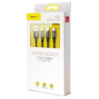 Baseus, CAMLT-SU01 Laidas 3- in-1, 3A, 1,2m, juodas 