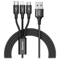 Baseus, CAMLT-SU01 Laidas 3- in-1, 3A, 1,2m, juodas 