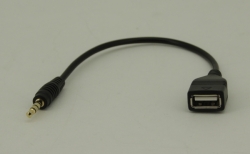 AUX įėjimo laidas, USB lizdas - 3.5mm kištukas, 15cm ilgis 