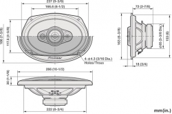 Pioneer, TS-A6971F 6x9" 5-juostų koaksialiniai garsiakalbiai 