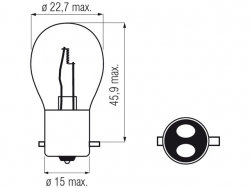 Bosma lemputė BAX15d, 20/20W 