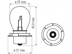 Bosma lemputė P26s, 25W, mėlyna 