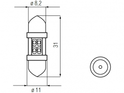 Bosma lemputė SV8.5 10X31, mėlyna, šviesos diodai 