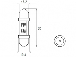 Bosma lemputė SV8.5 10X36, geltona, šviesos diodai 