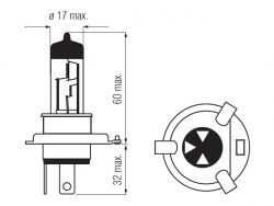 Bosma Komplektas H4, P43t, 60/55W, baltos 